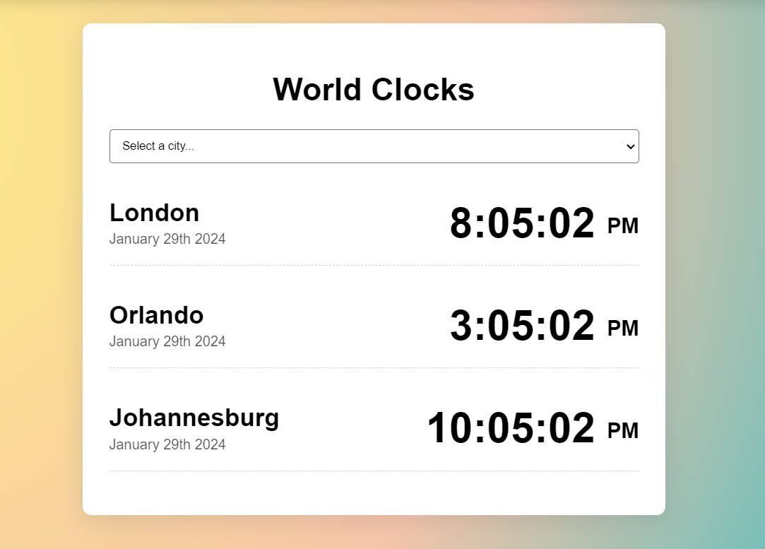 World Clock App Screenshot